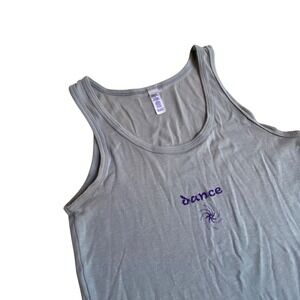Bella Tank Top Womens Medium Grey Dance Graphic Scoop Neck Ribbed Stretch